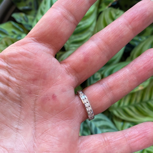 14k Solid White Gold 3.5mm ETERNITY Wedding Band - Picture 13 of 16